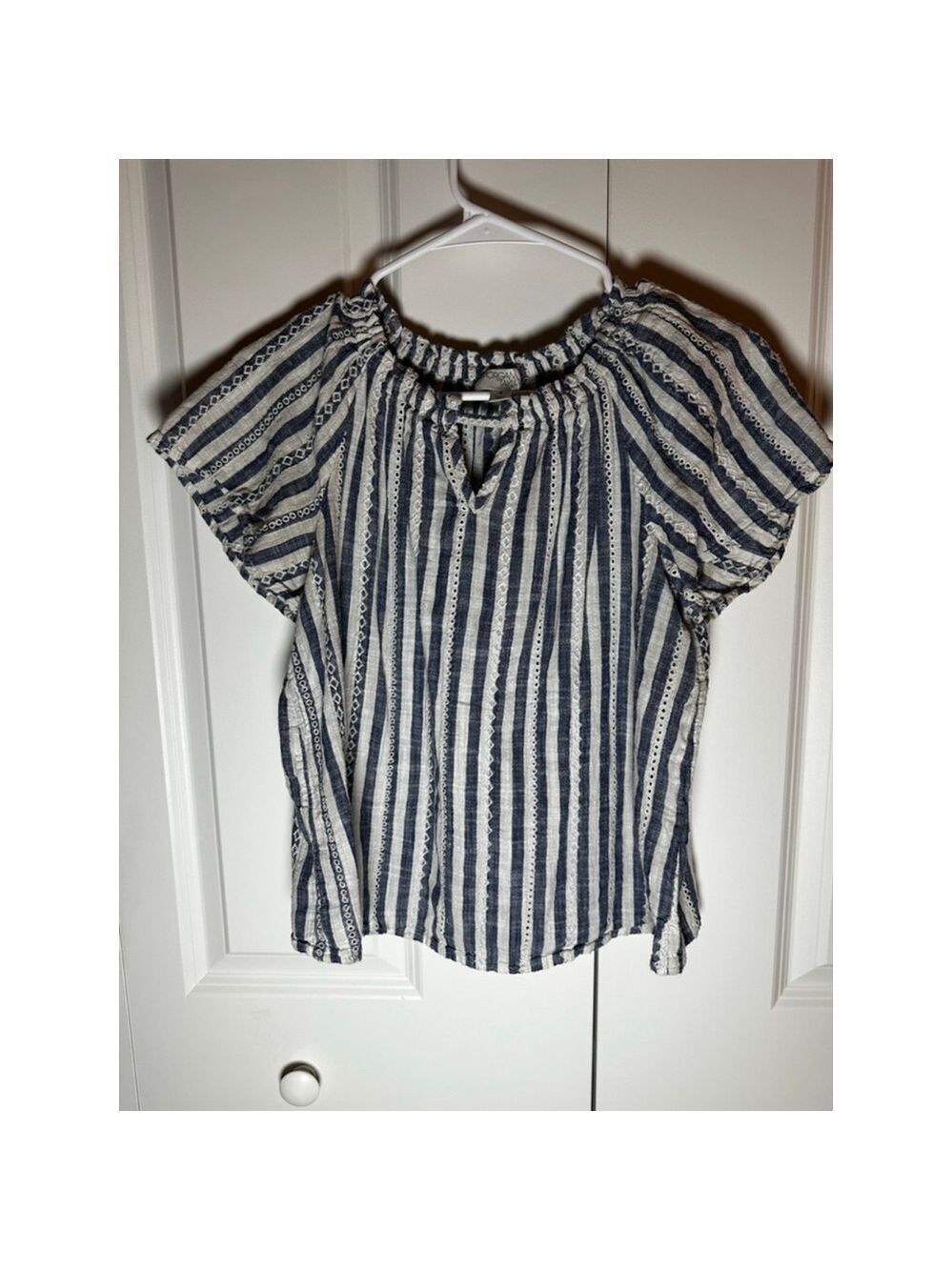 Morgan Taylor Blue White Striped Blouse M